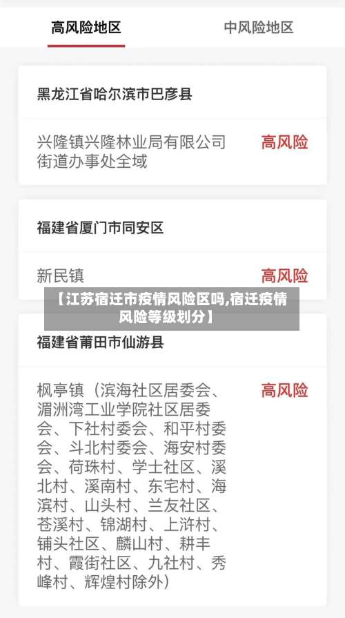 【江苏宿迁市疫情风险区吗,宿迁疫情风险等级划分】