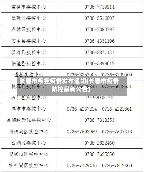 长春市疾控疫情发布通知(长春市疫情防控最新公告)
