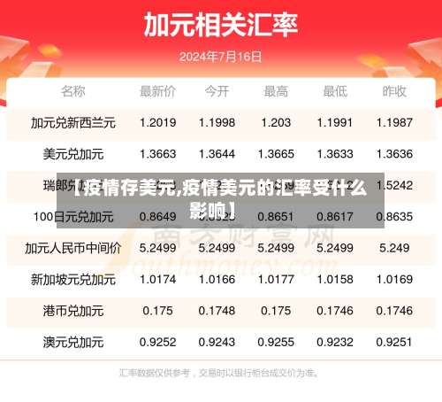 【疫情存美元,疫情美元的汇率受什么影响】-第2张图片