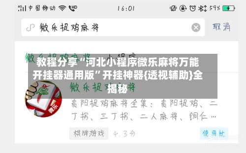 教程分享“河北小程序微乐麻将万能开挂器通用版”开挂神器{透视辅助}全揭秘-第2张图片