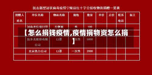 【怎么捐钱疫情,疫情捐物资怎么捐】-第2张图片