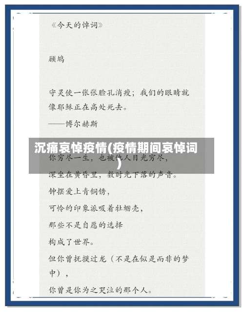 沉痛哀悼疫情(疫情期间哀悼词)