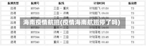 海南疫情航班(疫情海南航班停了吗)